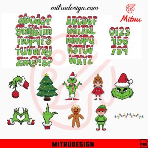 Grinch Letters Bundle PNG, Grinch Christmas Custom PNG, For Kids