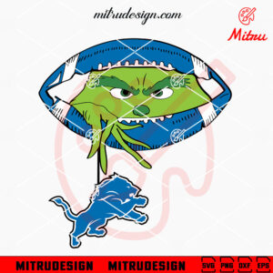 Grinch Holding Detroit Lions SVG, Grinch Lions Football Peeking SVG, Cutting Files