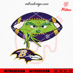 Grinch Holding Baltimore Ravens SVG, Grinch Ravens Football Peeking SVG, Printable Files