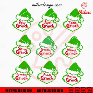 Grinch Team Bundle SVG, Family Xmas SVG, PNG, DXF, EPS, Shirt