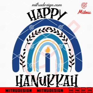 Happy Hanukkah SVG, Retro Hanukkah Rainbow SVG, PNG, DXF, EPS, Files