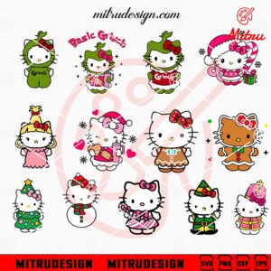 Hello Kitty Christmas Bundle SVG, Candy Cane SVG, Nutcracker SVG, Vector