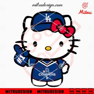 Hello Kitty Dodgers World Series 2024 Champions SVG, PNG, DXF, EPS, For Shirts