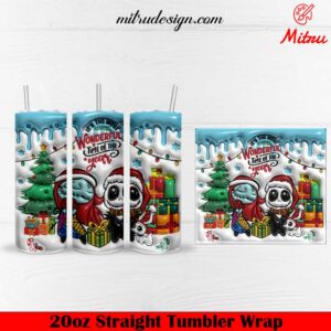 Jack Sally And Zero Christmas 3D 20oz Skinny Tumbler Wrap PNG, Digital Download