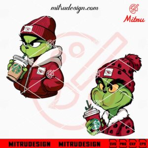 Kansas City Chiefs Grinch Drinking Coffee SVG, Grinchmas Chiefs SVG, Designs