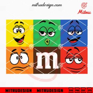 M&M Face Bundle SVG, Cartoon Emotion Faces SVG, PNG, DXF, EPS, Shirts