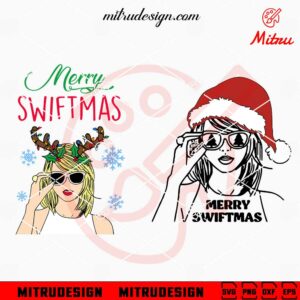 Merry Swiftmas Bundle SVG, Taylor Swift Santa Hat Christmas SVG, PNG, DXF, EPS