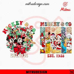 Mickey And Co Christmas 1928 PNG, Mouse Friends Xmas PNG, Digital Download