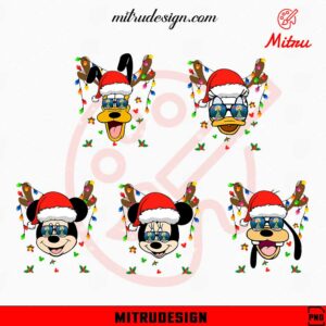 Mickey And Friends Reindeer Santa Hat PNG, Cute Christmas Disney PNG, Kids