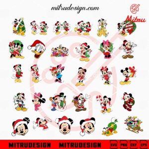 Mickey And Friends Santa Hat Bundle SVG, Funny Disney Christmas SVG, Files