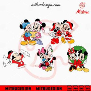 Mickey And Minnie Christmas Bundle SVG, Disney Xmas SVG, PNG, DXF, EPS, Files