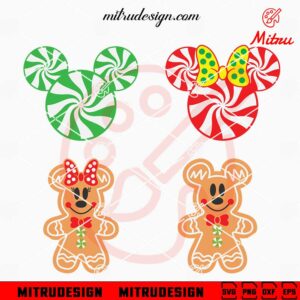 Mickey And Minnie Christmas Candy SVG, Peppermint SVG, Gingerbread SVG, Files