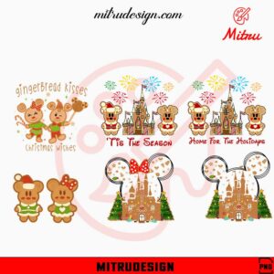 Mickey And Minnie Gingerbread Bundle PNG, Gingerbread Kisses Christmas Wishes PNG, Designs