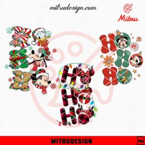 Mickey Friends Head Ho Ho Ho Bundle PNG, Cute Disney Ornaments PNG, Downloads