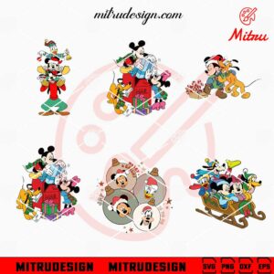 Mickey Minnie Friends Christmas Bundle SVG, Goofy Pluto Xmas SVG, PNG, DXF, EPS