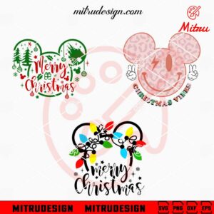 Mickey Mouse Ears Merry Christmas SVG, Disney Christmas Vibes SVG, For Cricut