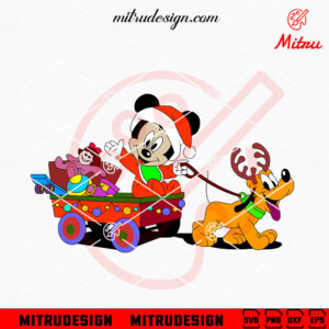 Baby Mickey And Pluto Santa Sleigh SVG, Cute Kids Christmas SVG, PNG, DXF, EPS, Files