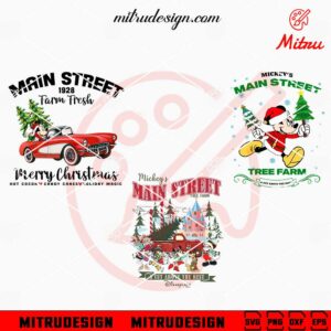 Mickey's Main Street Tree Farm Bundle PNG, Disney Farm Fresh Christmas PNG, Files