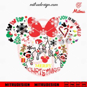 Minnie Ears Merry Christmas SVG, Joy To The World SVG, PNG, DXF, EPS