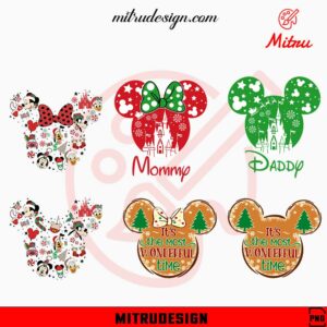 Mouse Ears Christmas Bundle PNG, Mickey Minnie Head Xmas PNG, Downloads