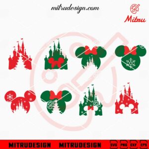 Mouse Head Castle Christmas Bundle SVG, Disney World Christmas Vacation SVG, Digital Download