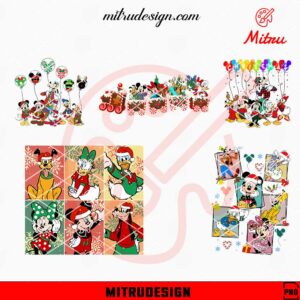 Mouse With Friends Christmas Bundle PNG, Mickey, Donald Duck Xmas PNG, Designs