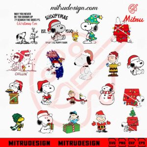 Peanuts Snoopy Christmas Bundle SVG, Charlie Brown, Woodstock Xmas SVG