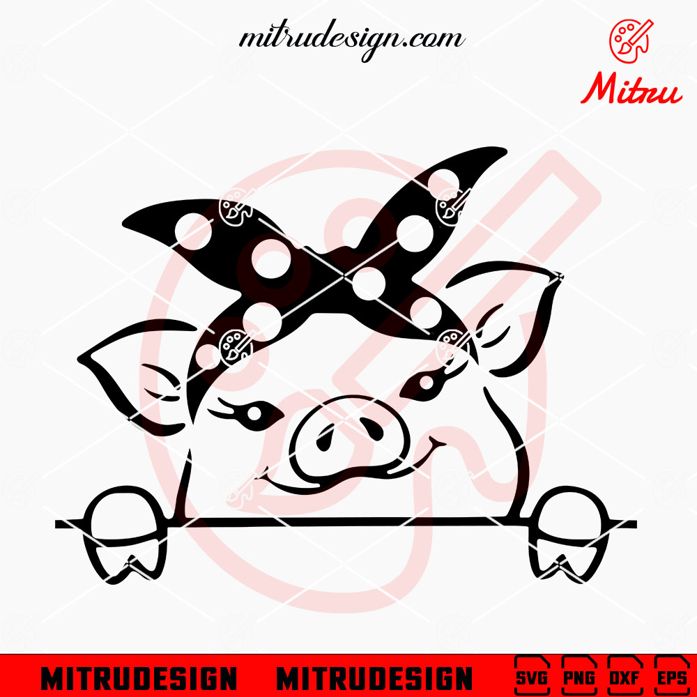 Cute Pig Peeking SVG, PNG, DXF, EPS, Instant Download