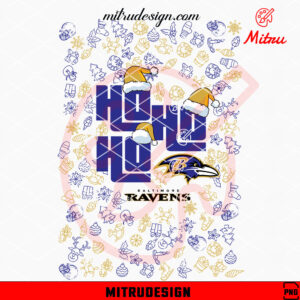 Baltimore Ravens Ho Ho Ho Santa Hat PNG, Ravens NFL Christmas PNG, Instant Digital Download