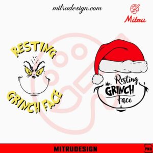 Resting Grinch Face Bundle PNG, Instant Digital Download