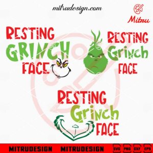 Resting Grinch Face Bundle SVG, PNG, DXF, EPS, Digital Download