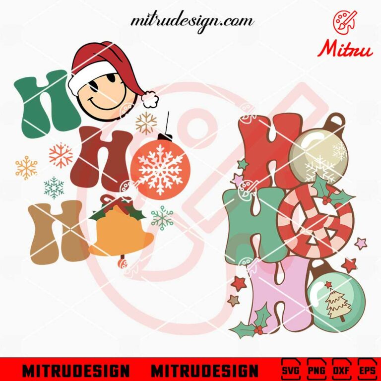 Retro HoHoHo Christmas SVG, Santa Smiley SVG, Ornament SVG, Sublimation