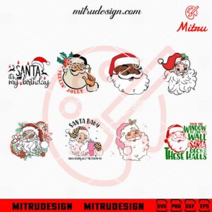 Santa Claus Bundle SVG, Feeling Jolly SVG, Retro Santa Christmas SVG, Cutting Files