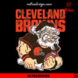 Santa Claus Cleveland Browns PNG, Browns Football Christmas PNG, For Shirt