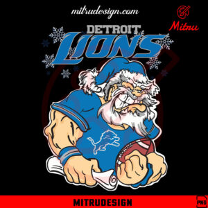 Santa Claus Detroit Lions PNG, Lions Christmas PNG, For Shirt