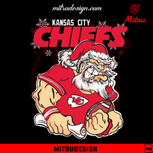 Santa Claus Kansas City Chiefs PNG, Chiefs Football Christmas PNG