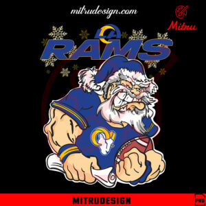 Santa Claus Los Angeles Rams PNG, Rams Football Christmas PNG, Digital File