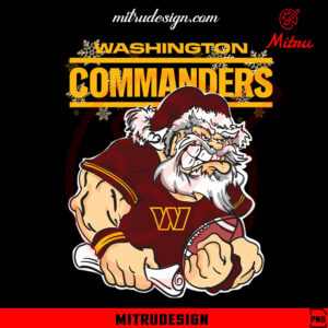 Santa Claus Washington Commanders PNG, Commanders Christmas PNG, Sublimation Design