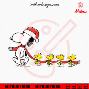 Snoopy Woodstock Christmas SVG, Peanuts Snoopy Santa Hat SVG, PNG, DXF, EPS