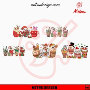 Snowman Coffee Cups Bundle PNG, Funny Christmas Coffee PNG, Designs Download