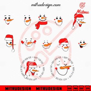 Snowman Faces Bundle SVG, Christmas SVG, PNG, Shirt Files