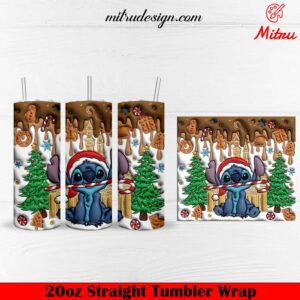 Stitch Santa Hat Christmas 3D 20oz Skinny Tumbler Wrap PNG, Files