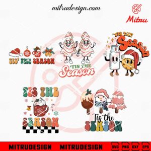 Tis The Season Christmas Bundle SVG, Retro Christmas SVG, Christmas Tree SVG