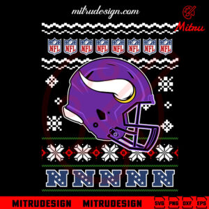 Minnesota Vikings Helmet Ugly Christmas Sweater SVG, PNG, For Shirts