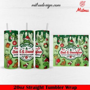 Whoville Bed And Breakfast 3D 20oz Skinny Tumbler Wrap PNG, Clipart