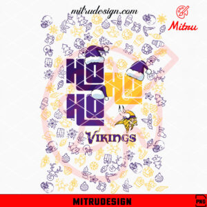 Minnesota Vikings Ho Ho Ho Santa Hat PNG, Funny Vikings Christmas PNG, Instant Download