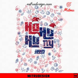 NY Giants Ho Ho Ho Santa Hat PNG, Giants Football Christmas PNG, Sublimation Designs