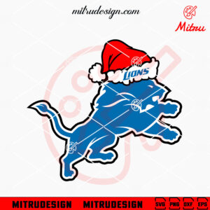 Detroit Lions Logo Santa Hat SVG, Funny Lions Football Christmas SVG, PNG, Downloads