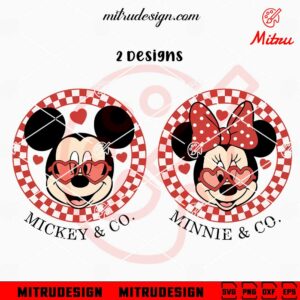 Mickey Minnie And Co Valentine Checkered SVG, Disney Love SVG, PNG, DXF, EPS