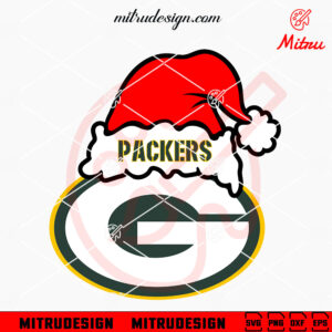 Green Bay Packers Logo Santa Hat SVG, Packers NFL Football Christmas SVG, PNG, DXF, EPS